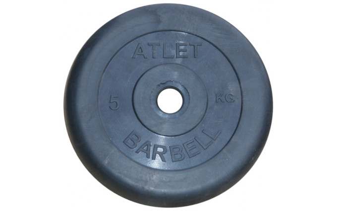 Диск обрезиненный, чёрного цвета, 26 мм, 5 кг  Atlet