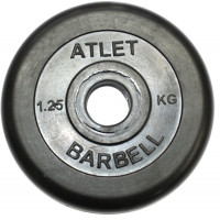 Диск обрезиненный, чёрного цвета, 26 мм, 1,25 кг  Atlet